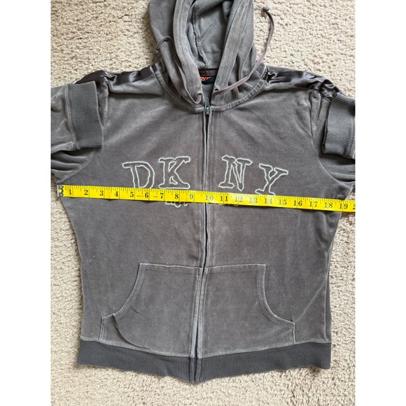 DKNY Active Zip Up Hoodie Womens Large Brown Casual Athletic Style Y2K - Picture 6 of 8